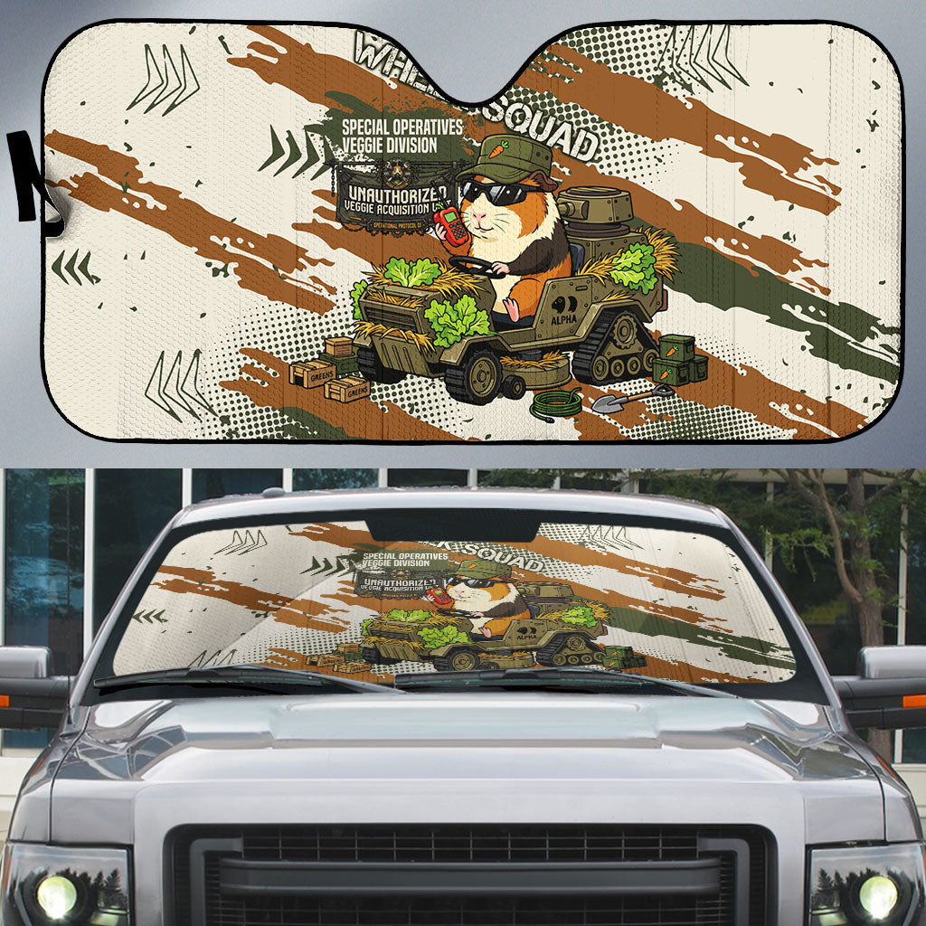 Wheek Squad Guinea Pig Auto Sun Shade Funny Military Tactical Camo Veggie Division Schematic