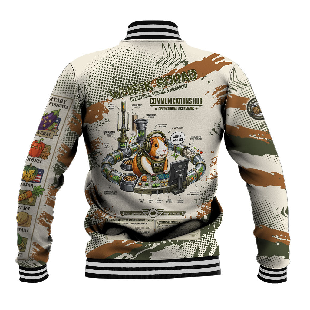 Wheek Squad Guinea Pig Baseball Jacket Funny Military Tactical Camo Veggie Division Schematic