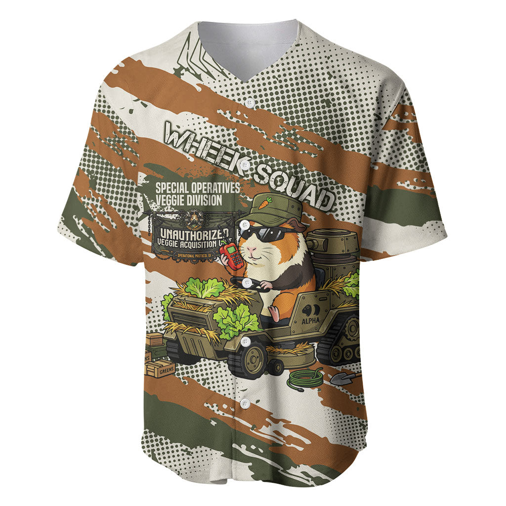 Wheek Squad Guinea Pig Baseball Jersey Funny Military Tactical Camo Veggie Division Schematic