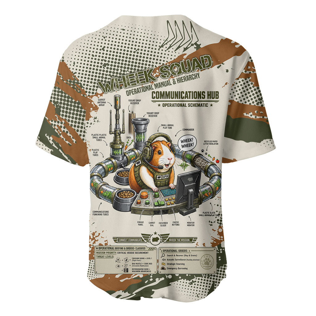 Wheek Squad Guinea Pig Baseball Jersey Funny Military Tactical Camo Veggie Division Schematic