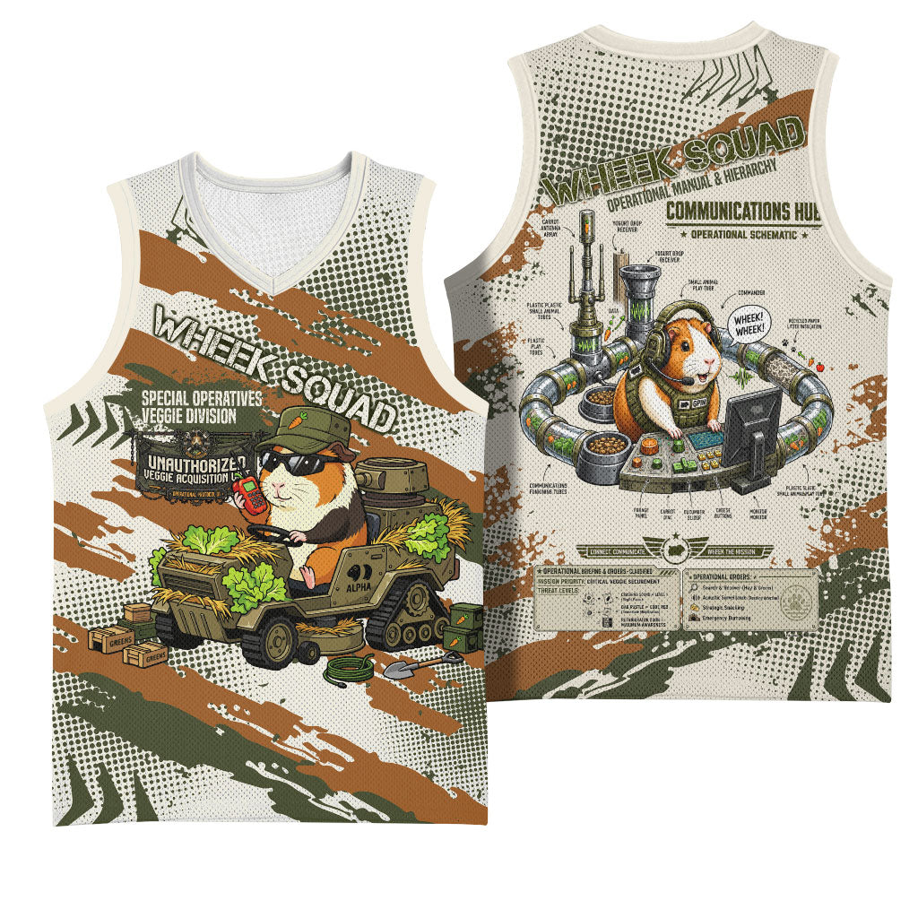 Wheek Squad Guinea Pig Basketball Jersey Funny Military Tactical Camo Veggie Division Schematic