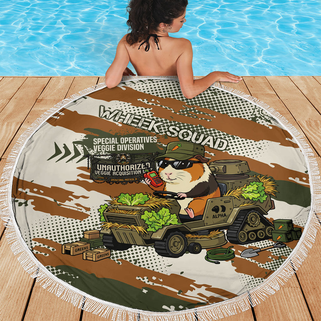 Wheek Squad Guinea Pig Beach Blanket Funny Military Tactical Camo Veggie Division Schematic