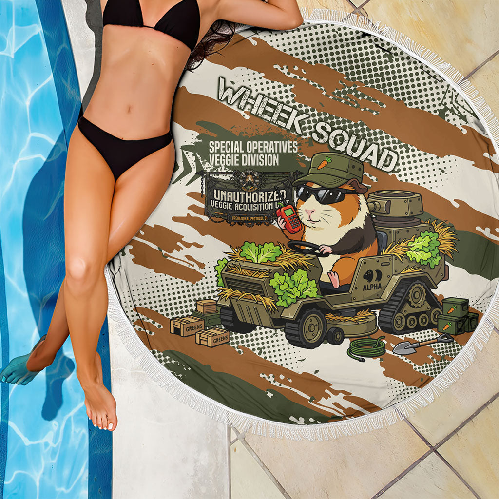 Wheek Squad Guinea Pig Beach Blanket Funny Military Tactical Camo Veggie Division Schematic