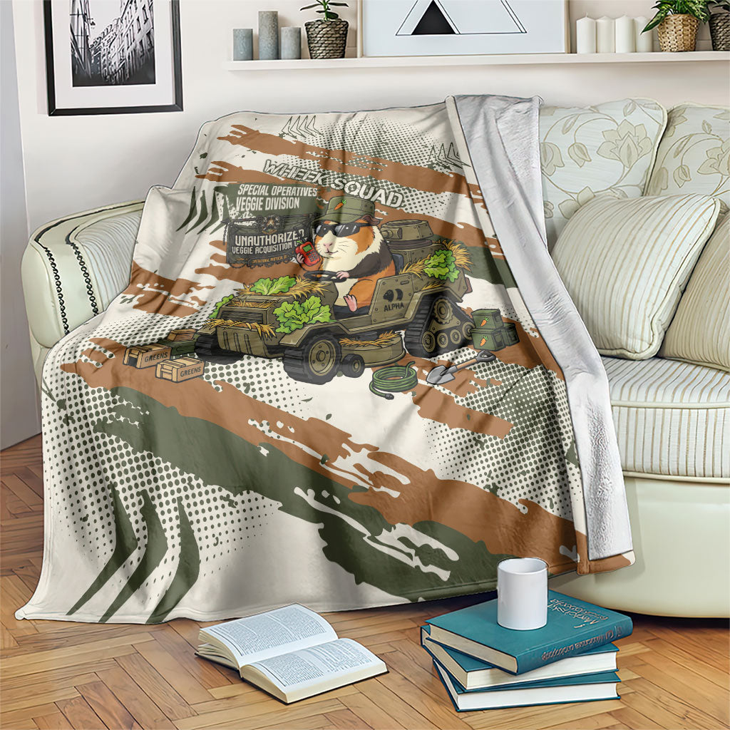 Wheek Squad Guinea Pig Blanket Funny Military Tactical Camo Veggie Division Schematic
