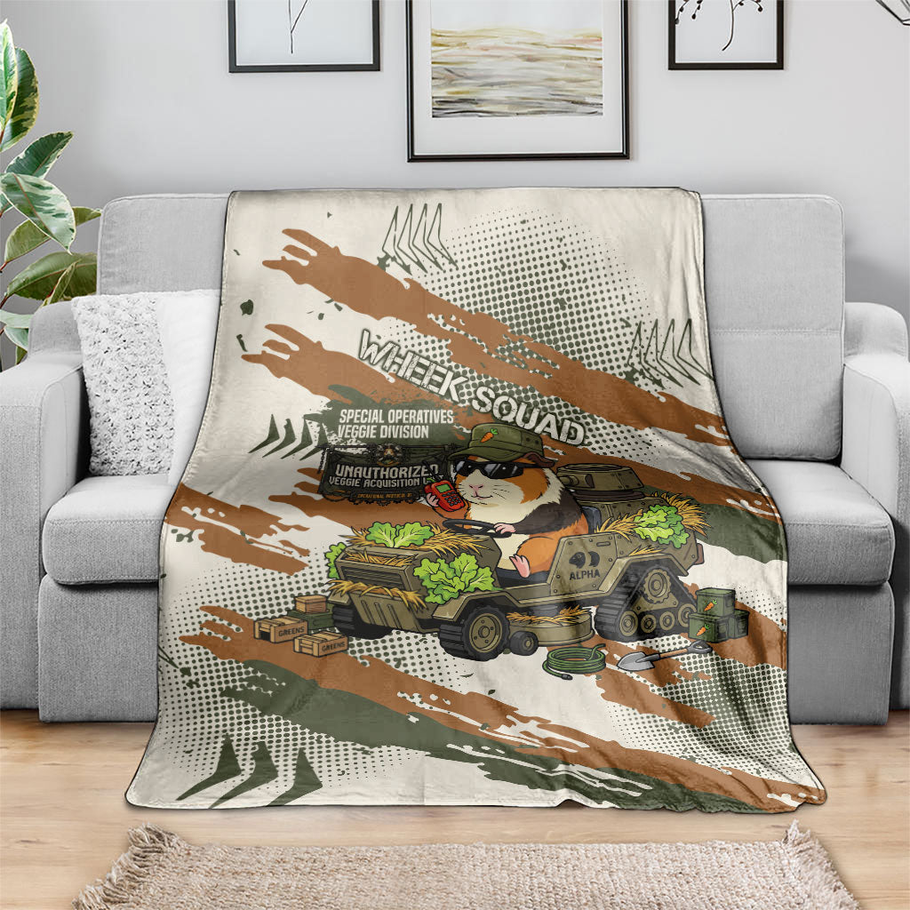 Wheek Squad Guinea Pig Blanket Funny Military Tactical Camo Veggie Division Schematic