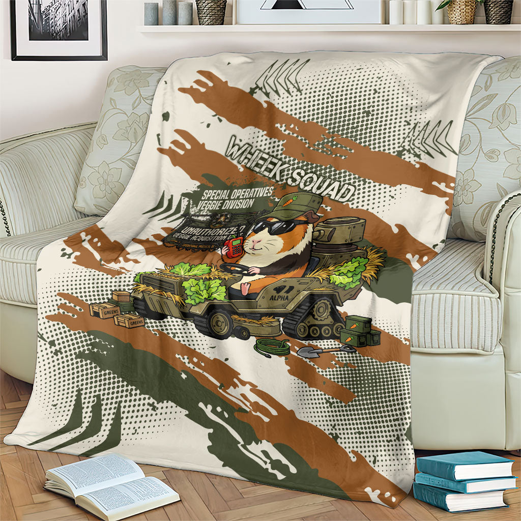 Wheek Squad Guinea Pig Blanket Funny Military Tactical Camo Veggie Division Schematic