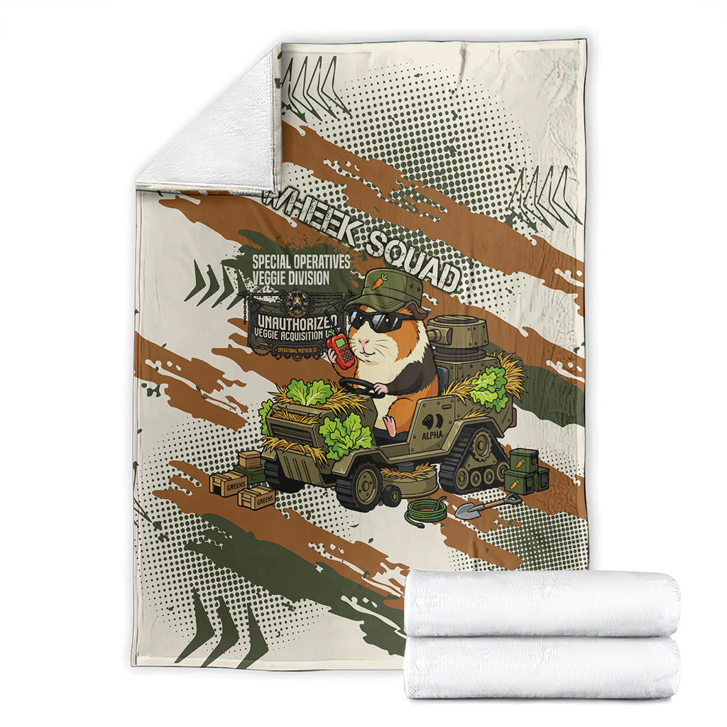 Wheek Squad Guinea Pig Blanket Funny Military Tactical Camo Veggie Division Schematic