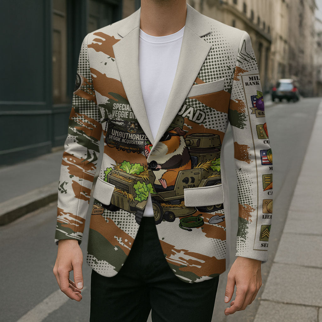 Wheek Squad Guinea Pig Blazer Funny Military Tactical Camo Veggie Division Schematic