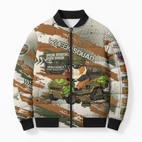 Wheek Squad Guinea Pig Bomber Puffer Jacket Funny Military Tactical Camo Veggie Division Schematic