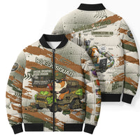 Wheek Squad Guinea Pig Bomber Puffer Jacket Funny Military Tactical Camo Veggie Division Schematic