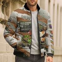 Wheek Squad Guinea Pig Bomber Puffer Jacket Funny Military Tactical Camo Veggie Division Schematic