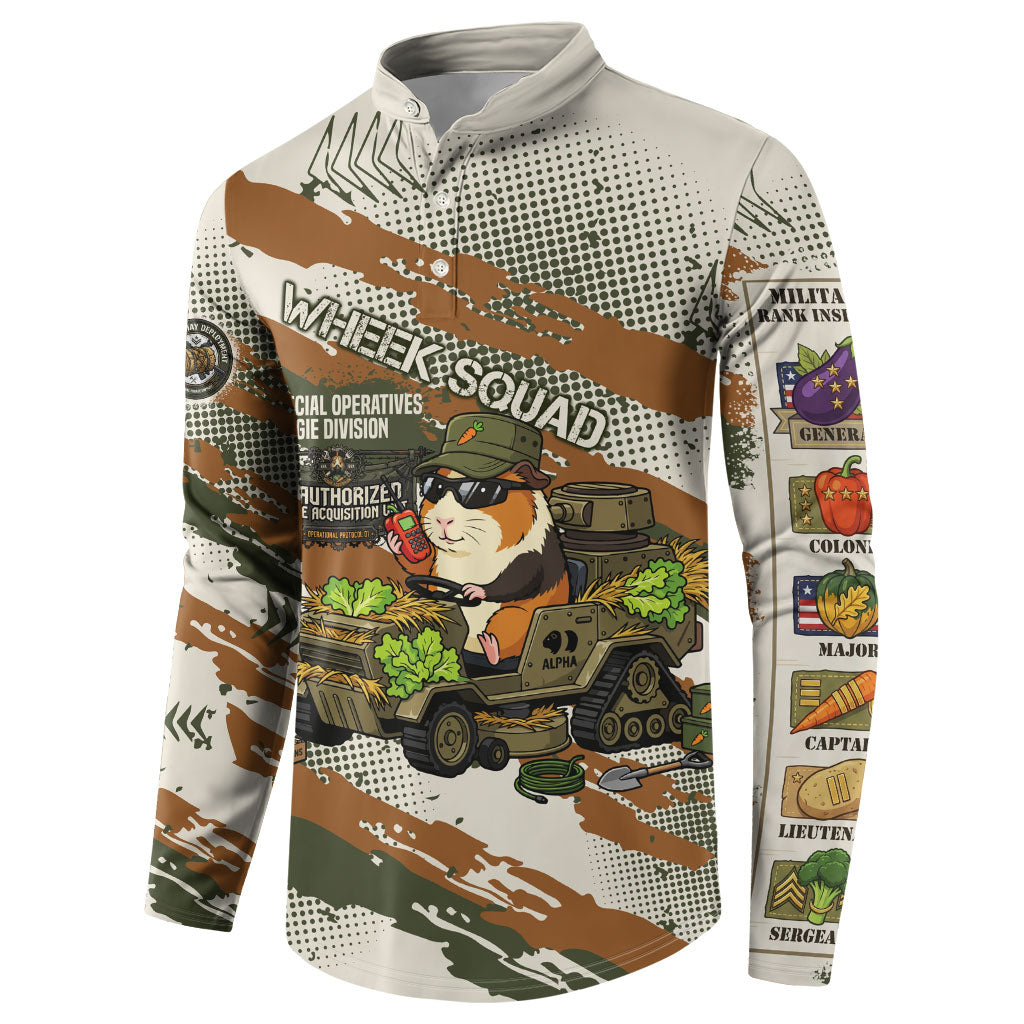Wheek Squad Guinea Pig Button Sweatshirt Funny Military Tactical Camo Veggie Division Schematic