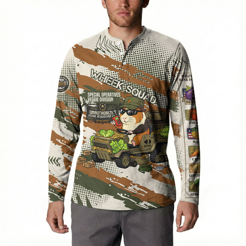 Wheek Squad Guinea Pig Button Sweatshirt Funny Military Tactical Camo Veggie Division Schematic