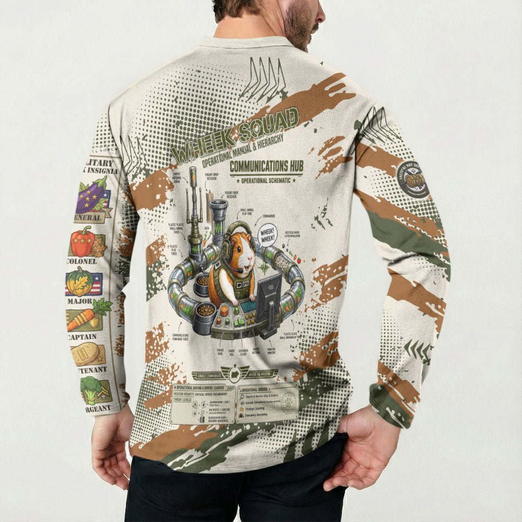 Wheek Squad Guinea Pig Button Sweatshirt Funny Military Tactical Camo Veggie Division Schematic
