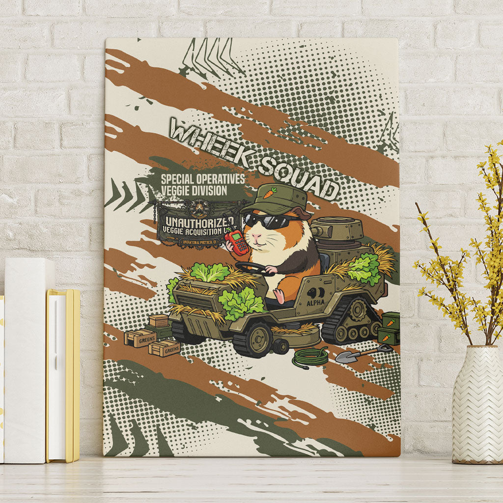 Wheek Squad Guinea Pig Canvas Wall Art Funny Military Tactical Camo Veggie Division Schematic