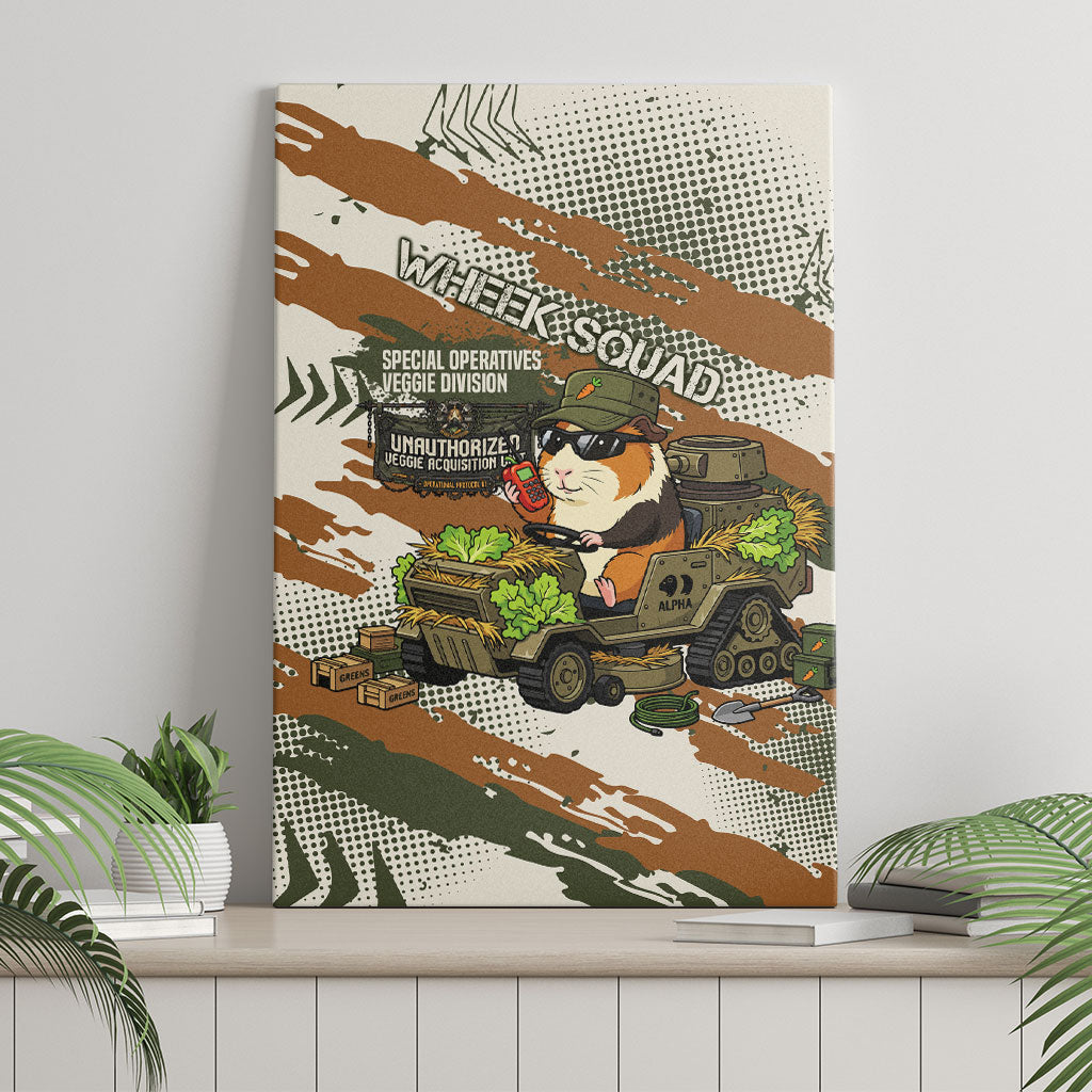 Wheek Squad Guinea Pig Canvas Wall Art Funny Military Tactical Camo Veggie Division Schematic