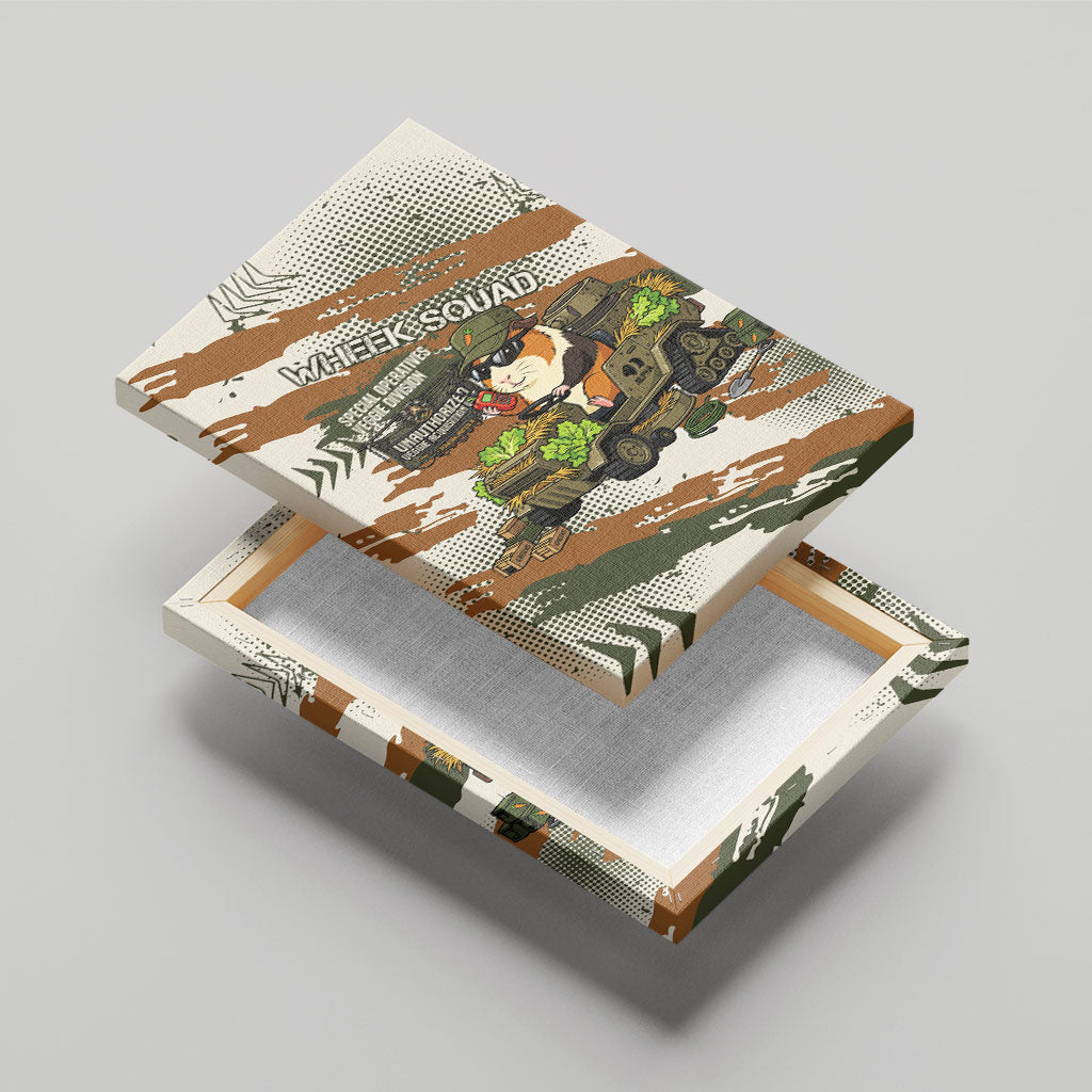 Wheek Squad Guinea Pig Canvas Wall Art Funny Military Tactical Camo Veggie Division Schematic