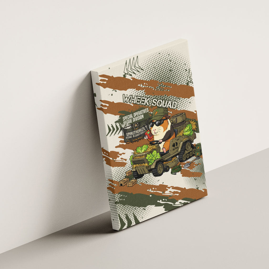 Wheek Squad Guinea Pig Canvas Wall Art Funny Military Tactical Camo Veggie Division Schematic