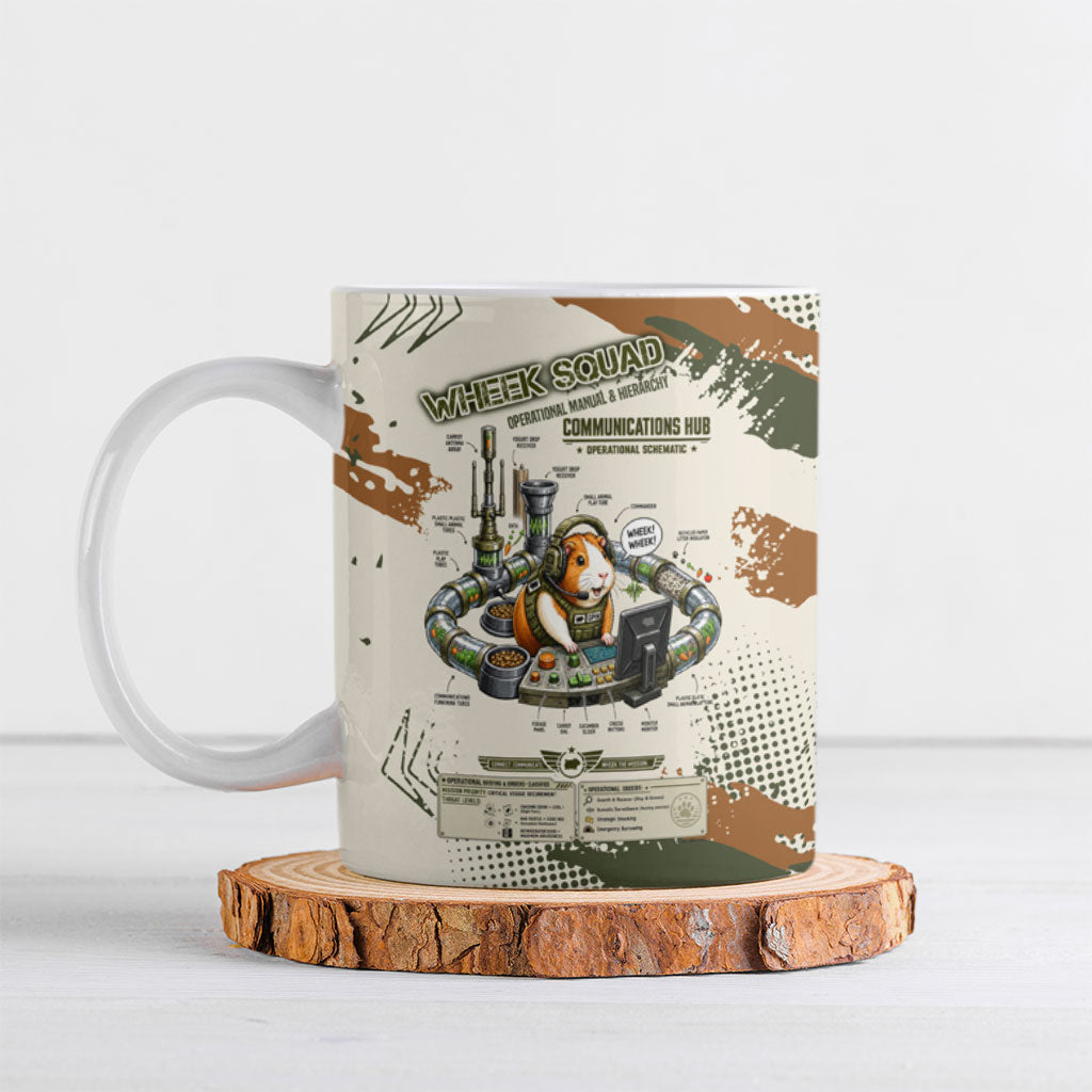 Wheek Squad Guinea Pig Ceramic Mug Funny Military Tactical Camo Veggie Division Schematic