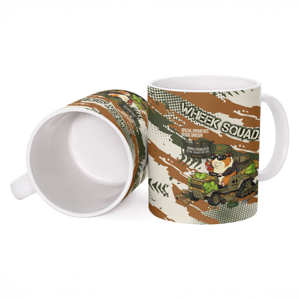 Wheek Squad Guinea Pig Ceramic Mug Funny Military Tactical Camo Veggie Division Schematic