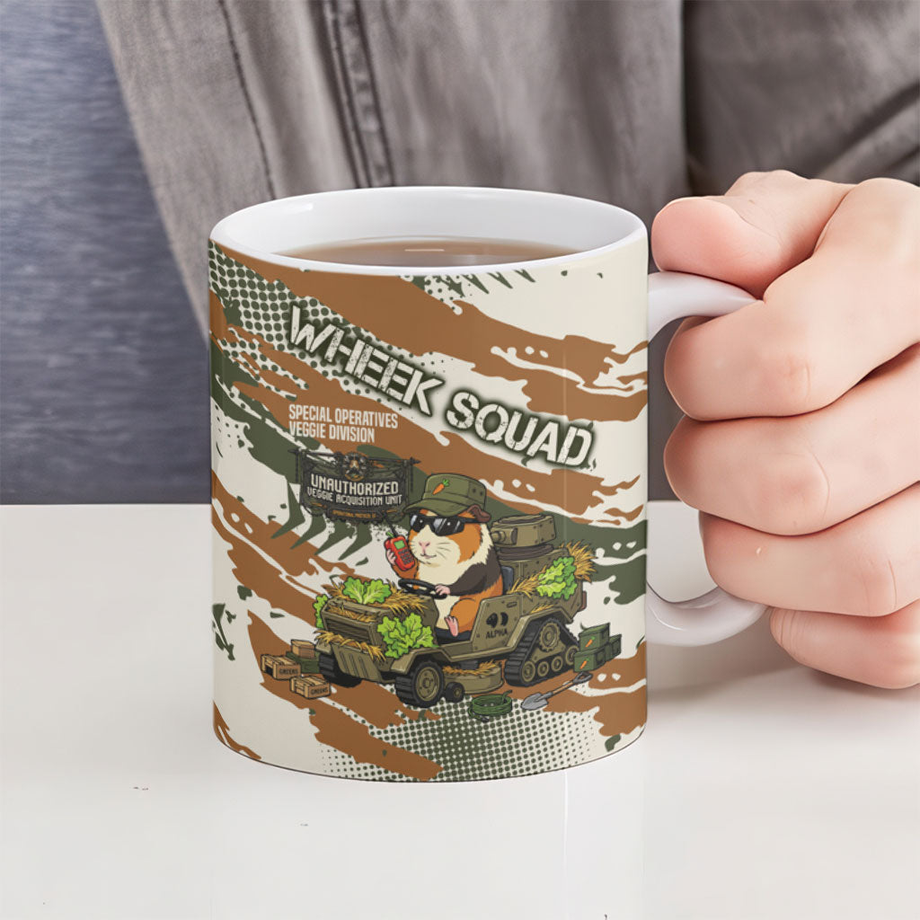 Wheek Squad Guinea Pig Ceramic Mug Funny Military Tactical Camo Veggie Division Schematic