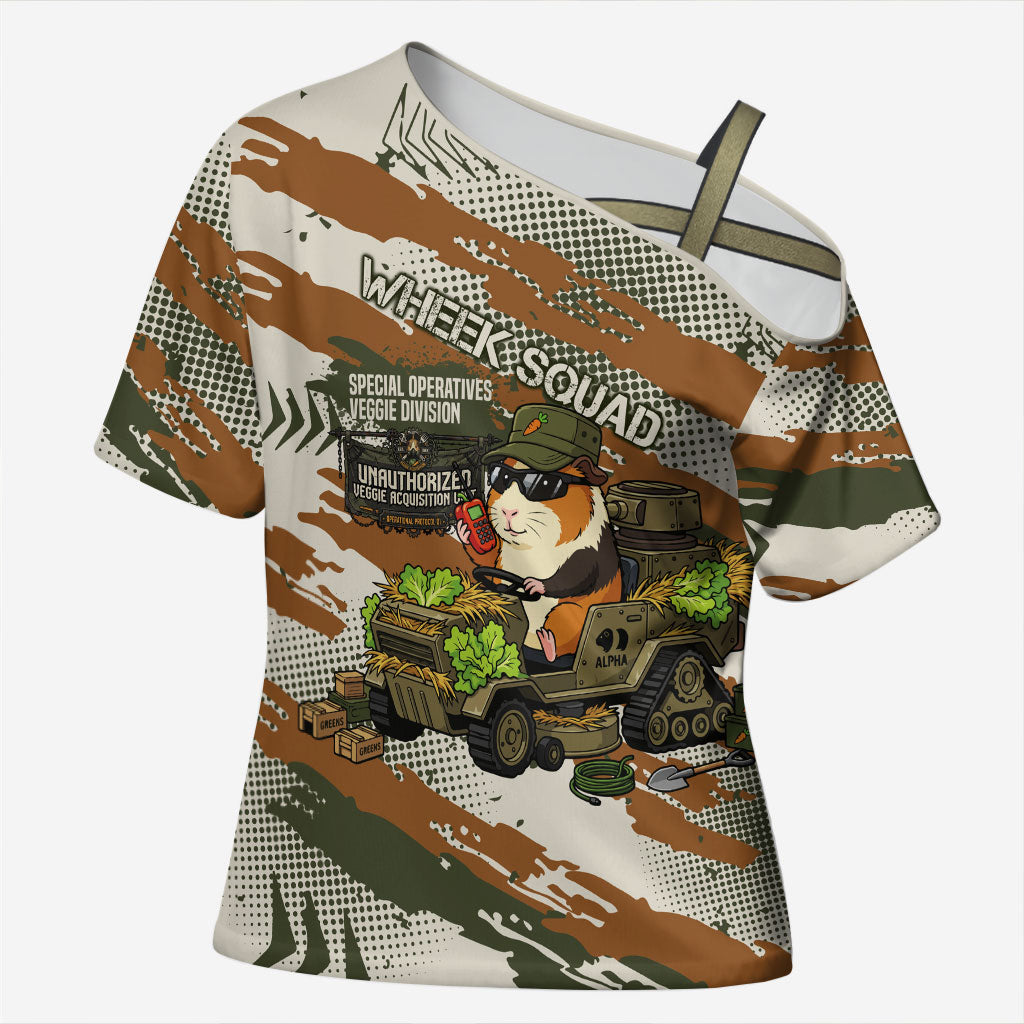 Wheek Squad Guinea Pig Cross Shoulder Shirt Funny Military Tactical Camo Veggie Division Schematic