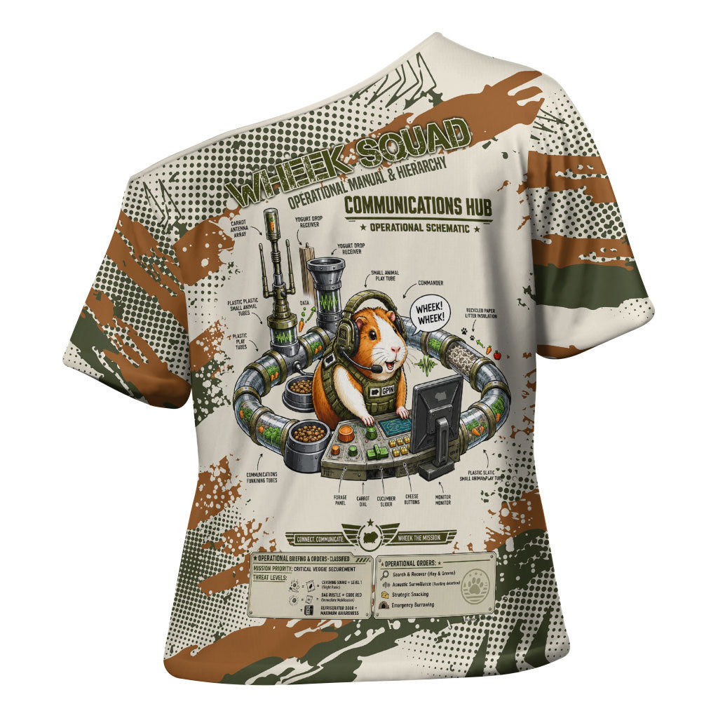 Wheek Squad Guinea Pig Cross Shoulder Shirt Funny Military Tactical Camo Veggie Division Schematic