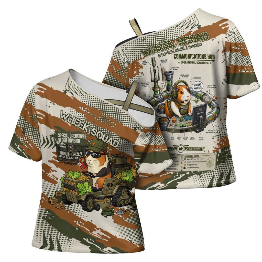 Wheek Squad Guinea Pig Cross Shoulder Shirt Funny Military Tactical Camo Veggie Division Schematic