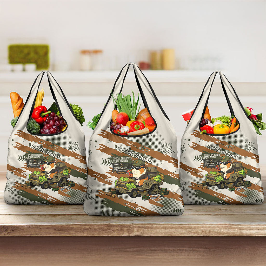 Wheek Squad Guinea Pig Grocery Bag Funny Military Tactical Camo Veggie Division Schematic