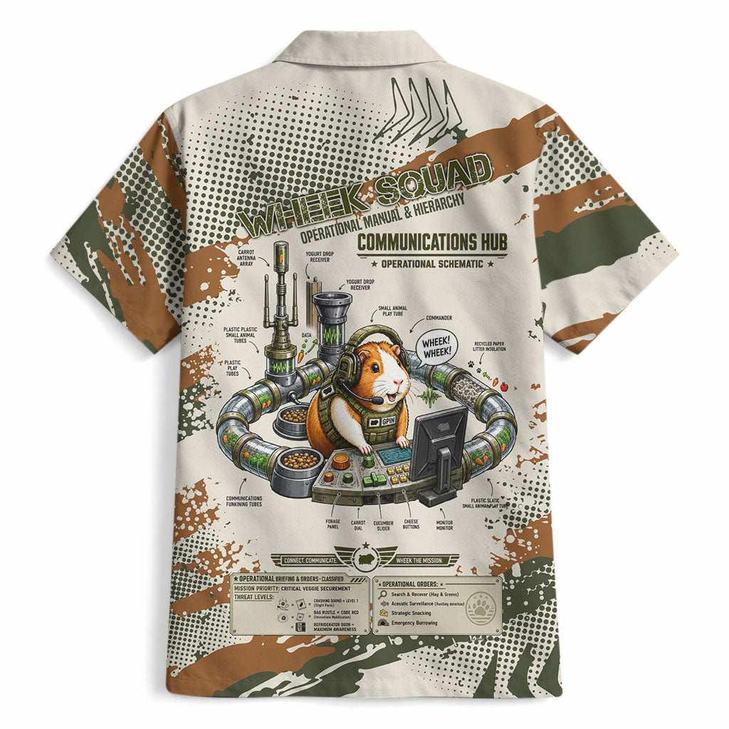Wheek Squad Guinea Pig Hawaiian Shirt Funny Military Tactical Camo Veggie Division Schematic