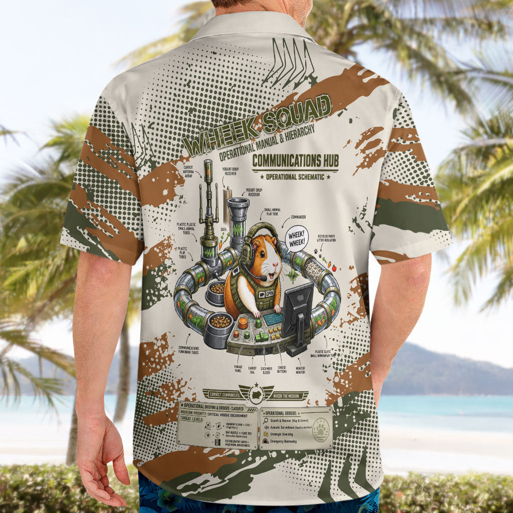 Wheek Squad Guinea Pig Hawaiian Shirt Funny Military Tactical Camo Veggie Division Schematic