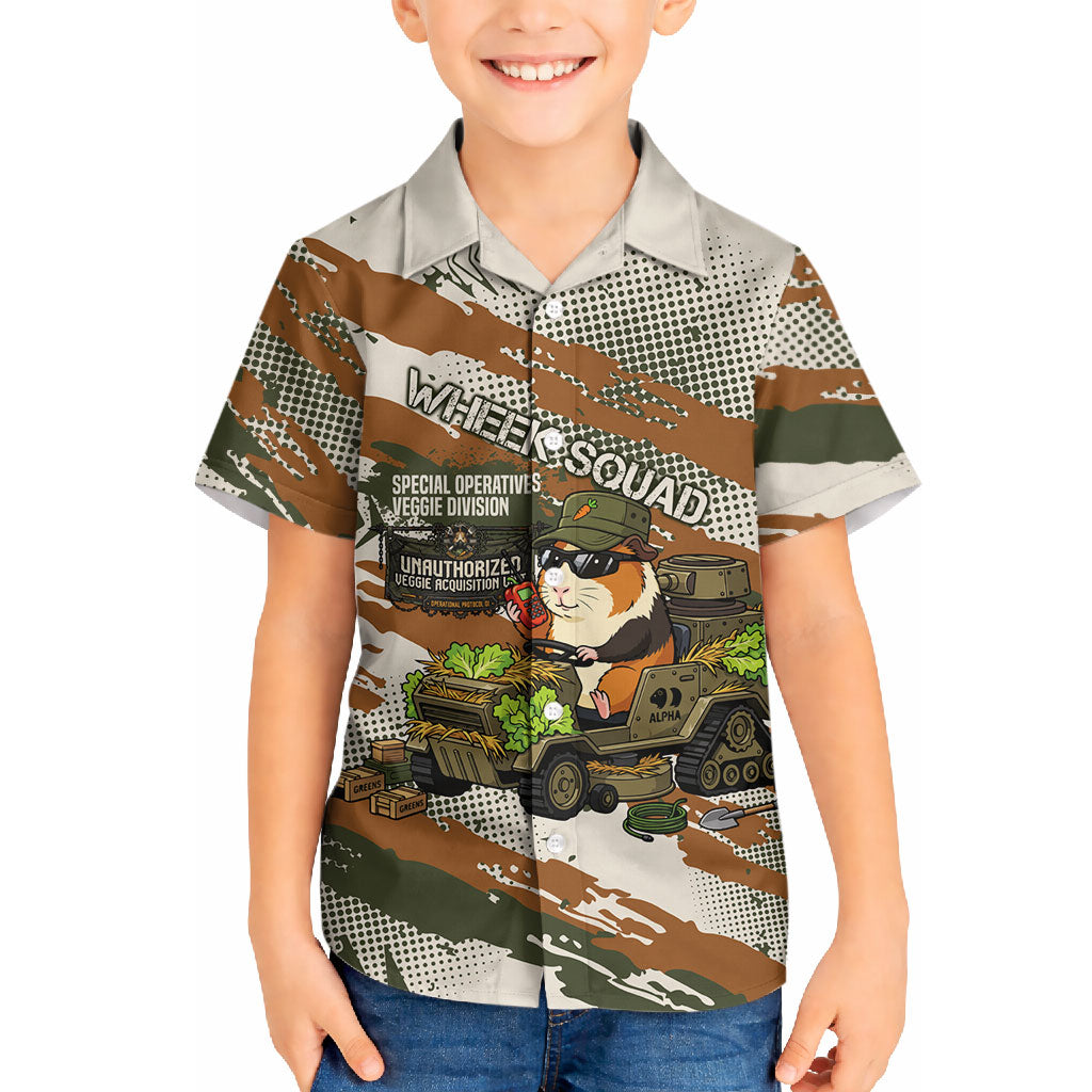 Wheek Squad Guinea Pig Hawaiian Shirt Funny Military Tactical Camo Veggie Division Schematic