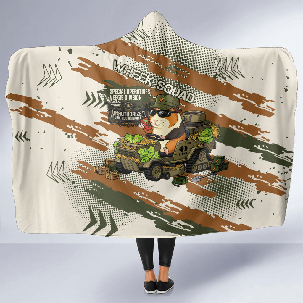 Wheek Squad Guinea Pig Hooded Blanket Funny Military Tactical Camo Veggie Division Schematic