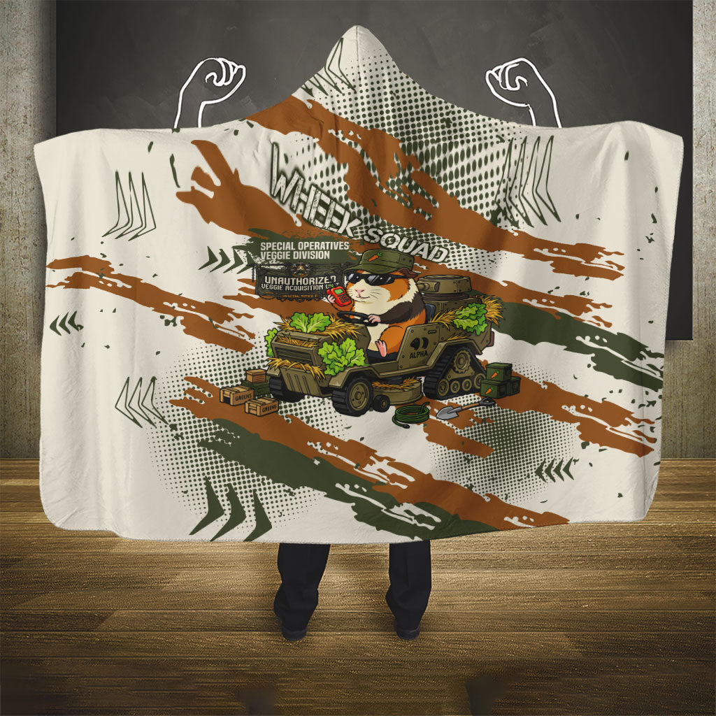 Wheek Squad Guinea Pig Hooded Blanket Funny Military Tactical Camo Veggie Division Schematic