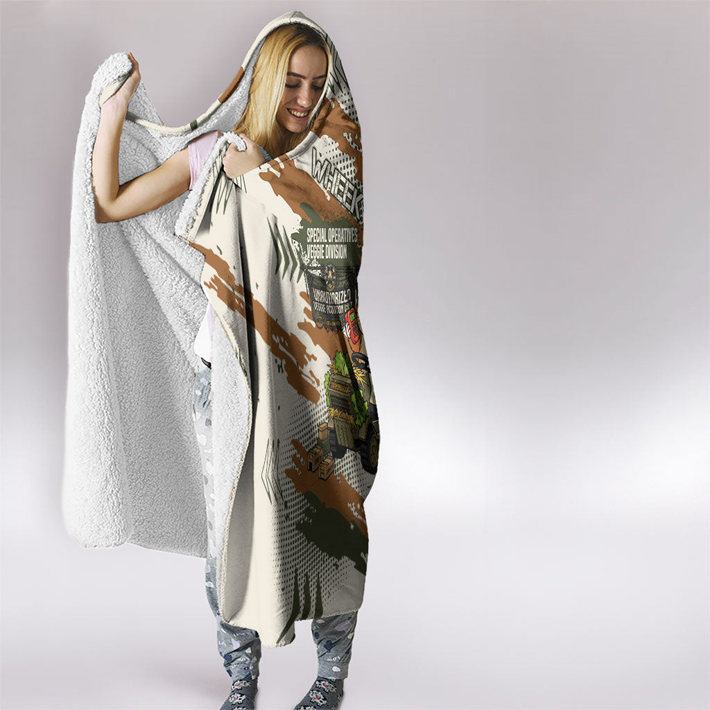 Wheek Squad Guinea Pig Hooded Blanket Funny Military Tactical Camo Veggie Division Schematic