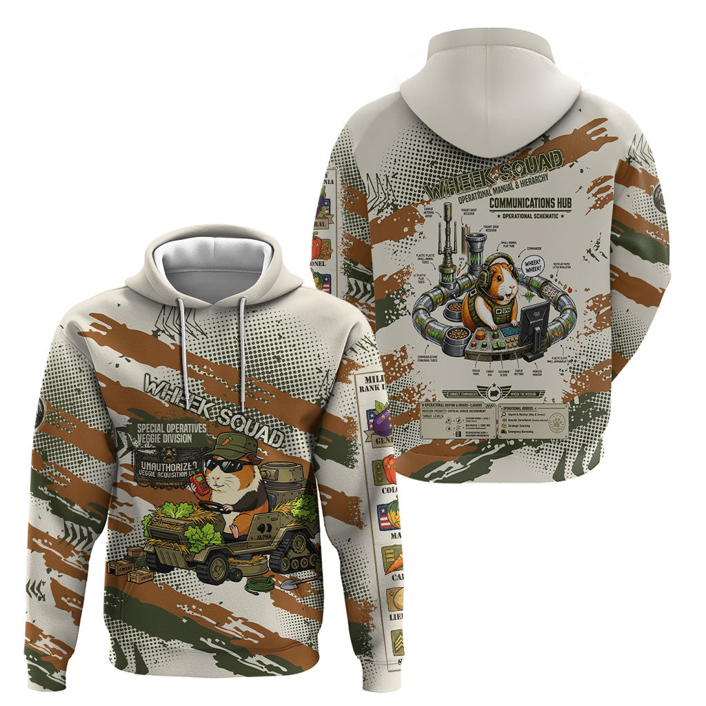 Wheek Squad Guinea Pig Hoodie Funny Military Tactical Camo Veggie Division Schematic