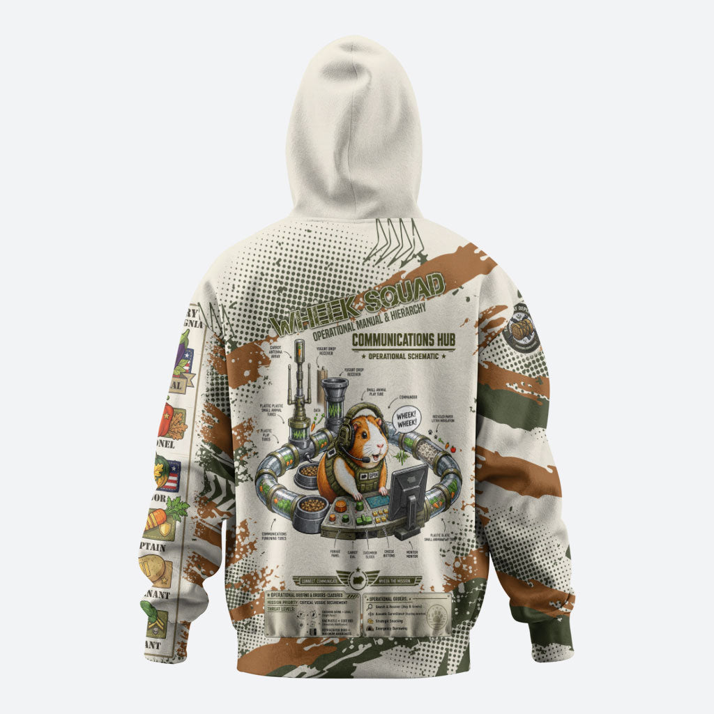 Wheek Squad Guinea Pig Hoodie Funny Military Tactical Camo Veggie Division Schematic