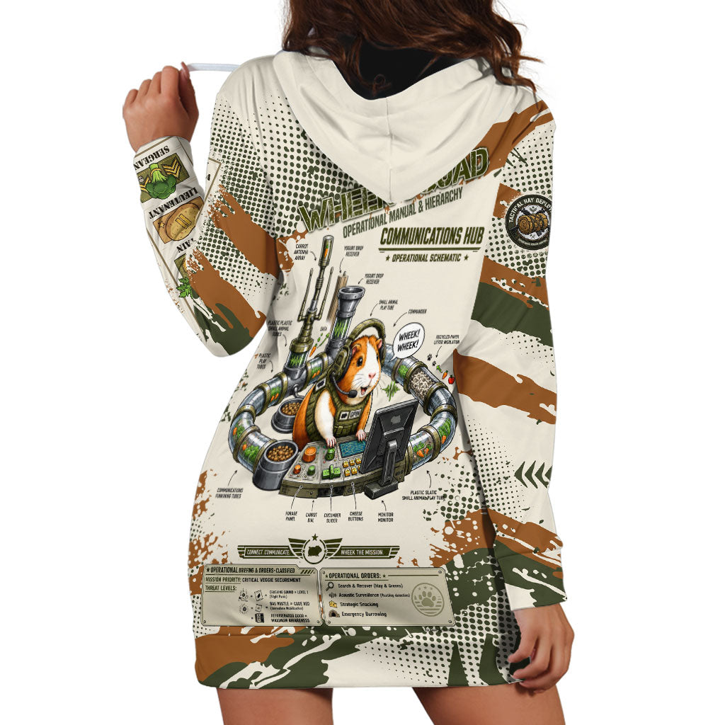 Wheek Squad Guinea Pig Hoodie Dress Funny Military Tactical Camo Veggie Division Schematic