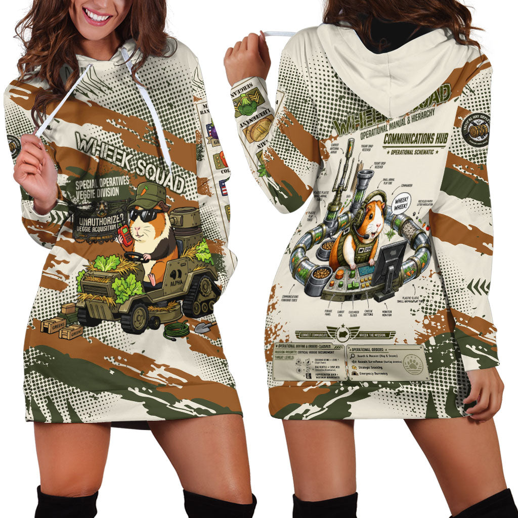Wheek Squad Guinea Pig Hoodie Dress Funny Military Tactical Camo Veggie Division Schematic
