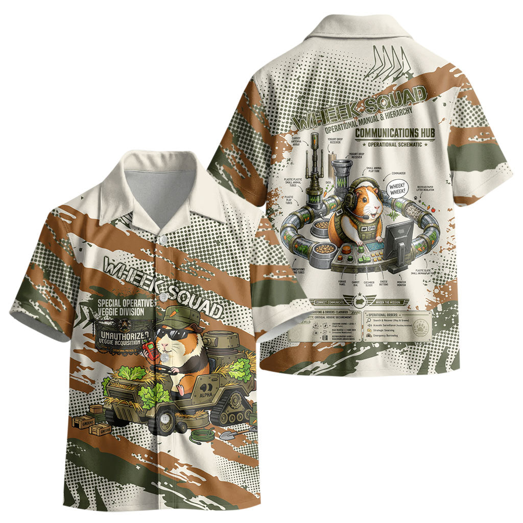 Wheek Squad Guinea Pig Kid Hawaiian Shirt Funny Military Tactical Camo Veggie Division Schematic
