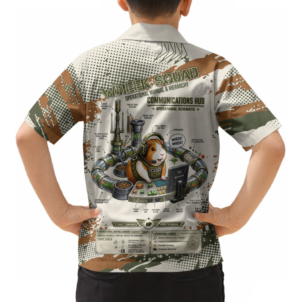 Wheek Squad Guinea Pig Kid Hawaiian Shirt Funny Military Tactical Camo Veggie Division Schematic