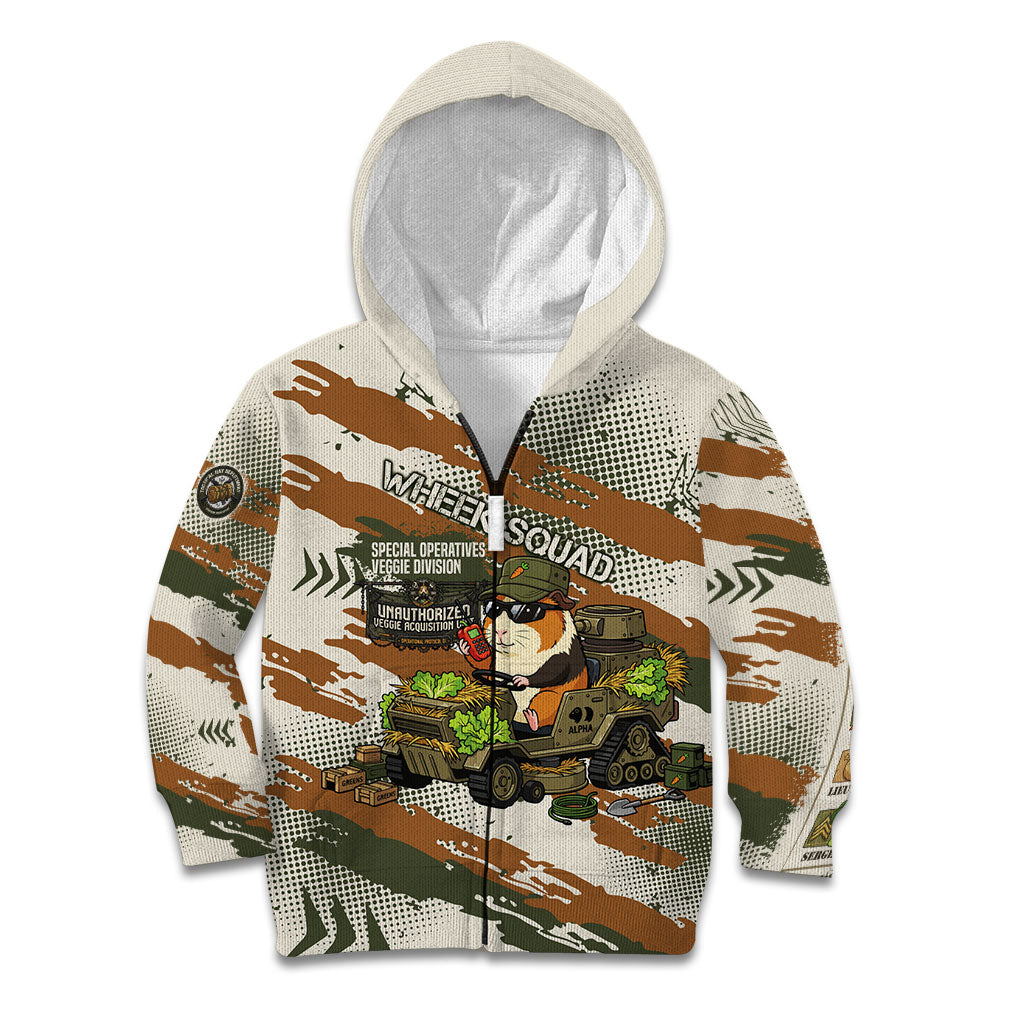 Wheek Squad Guinea Pig Kid Hoodie Funny Military Tactical Camo Veggie Division Schematic