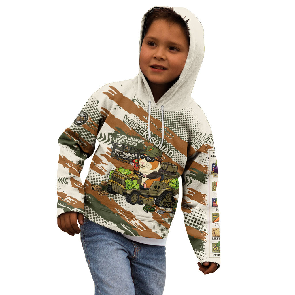 Wheek Squad Guinea Pig Kid Hoodie Funny Military Tactical Camo Veggie Division Schematic