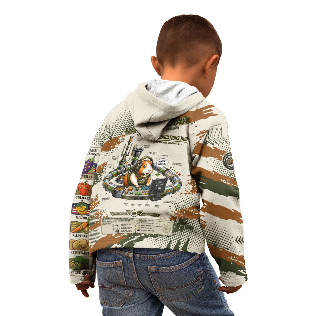 Wheek Squad Guinea Pig Kid Hoodie Funny Military Tactical Camo Veggie Division Schematic