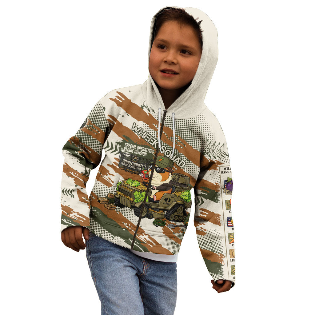Wheek Squad Guinea Pig Kid Hoodie Funny Military Tactical Camo Veggie Division Schematic