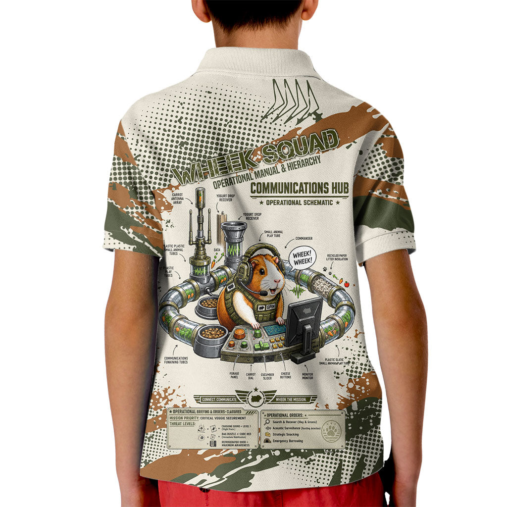 Wheek Squad Guinea Pig Kid Polo Shirt Funny Military Tactical Camo Veggie Division Schematic