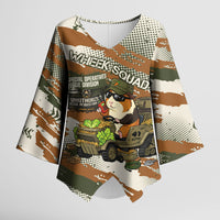 Wheek Squad Guinea Pig Kimono Sleeve Blouse Funny Military Tactical Camo Veggie Division Schematic