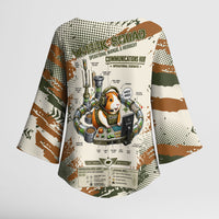 Wheek Squad Guinea Pig Kimono Sleeve Blouse Funny Military Tactical Camo Veggie Division Schematic