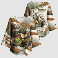 Wheek Squad Guinea Pig Kimono Sleeve Blouse Funny Military Tactical Camo Veggie Division Schematic