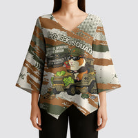 Wheek Squad Guinea Pig Kimono Sleeve Blouse Funny Military Tactical Camo Veggie Division Schematic